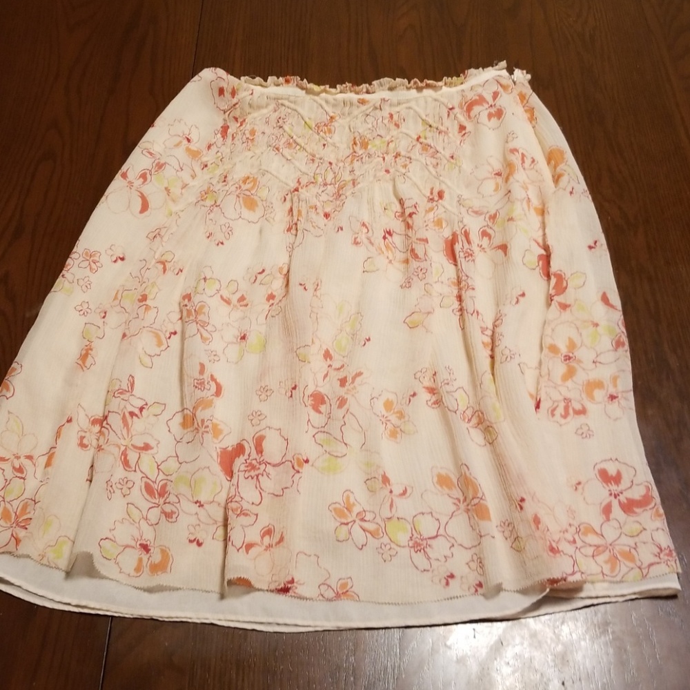 City DKNY  silk peach floral skirt H124:4:518